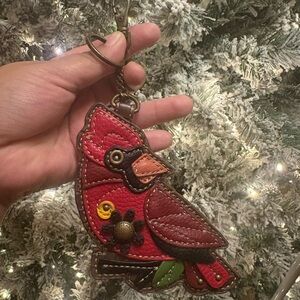 Chala Red Bird Leather Keychain